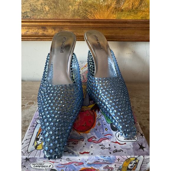 Jeffrey Campbell Romantique Blue Clear Rhinestones Pointed Toe Pump 8.5 w box - Picture 5 of 14